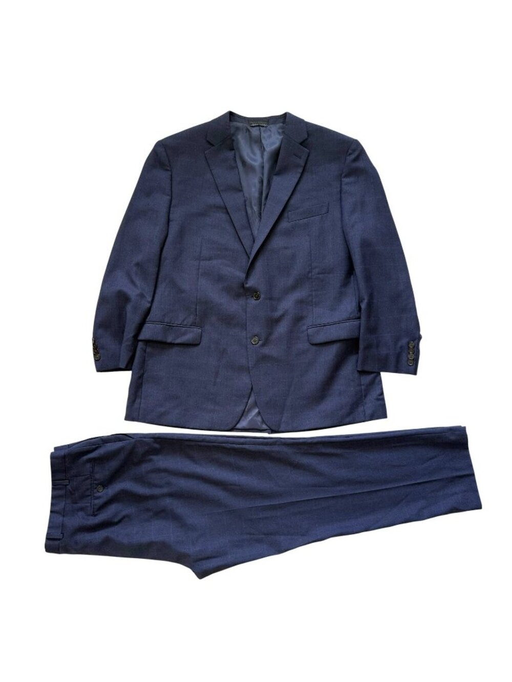 Lauren Ralph Lauren 2-pc Suit Blue Wool 46L Jacket 40Wx32L Pants Notch Lapel